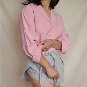 VTG 90s silk classic long sleeve button down rose